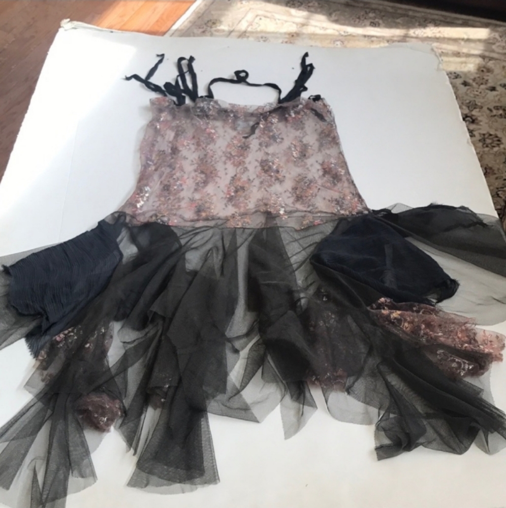 RARE Free People Ballerina Fairy Slip Dress Pink/Gray Combo - Picture 4 of 11